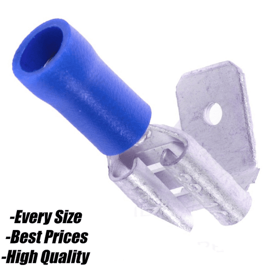 Blue Piggyback Terminal Tab Connector 6.3mm Splice Crimp Electrical Wire Crimp