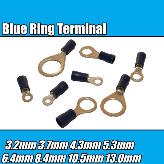 Blue Ring Insulated Electrical 3.2-13mm Crimp Terminals Audio Cable