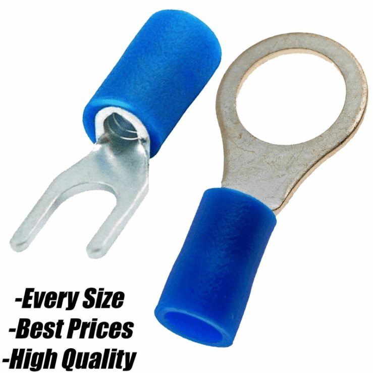 Blue Terminals Crimp Insulated Wire Cable Ring Fork Connector