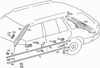 Body Door Moulding Trim Clips for Mercedes E-Class W124 White Plastic