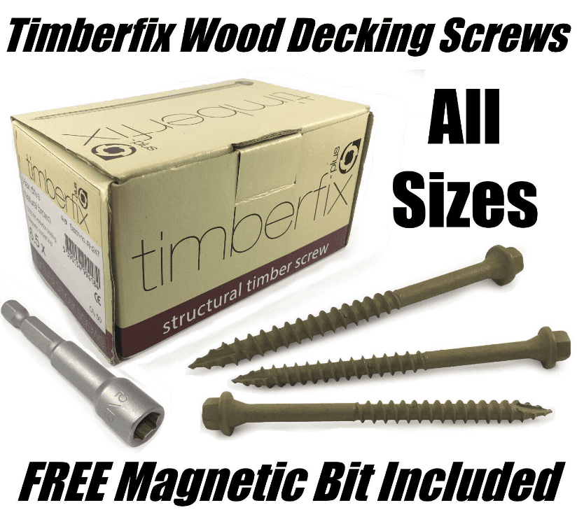 Boxes Of 6.5mm Timberfix Hex Wood Decking Patio Rail Sleeper Timber Lock Screws