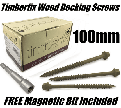 Boxes Of 6.5mmx100mm Timberfix Hex Wood Decking Patio Rail Sleeper Lock Screws