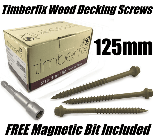 Boxes Of 6.5mmx125mm Timberfix Hex Wood Decking Patio Rail Sleeper Lock Screws