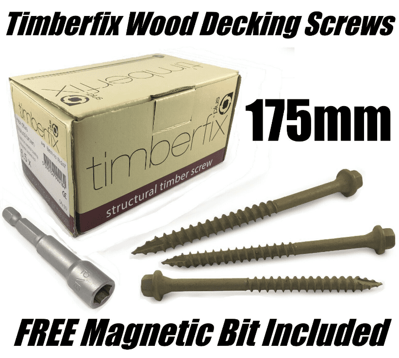 Boxes Of 6.5mmx175mm Timberfix Hex Wood Decking Patio Rail Sleeper Lock Screws