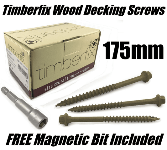 Boxes Of 6.5mmx175mm Timberfix Hex Wood Decking Patio Rail Sleeper Lock Screws