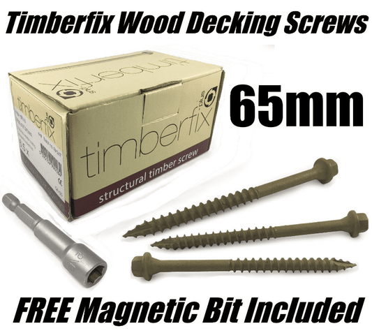 Boxes Of 6.5mmx65mm Timberfix Hex Wood Decking Patio Rail Sleeper Lock Screws