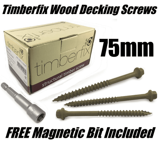 Boxes Of 6.5mmx75mm Timberfix Hex Wood Decking Patio Rail Sleeper Lock Screws