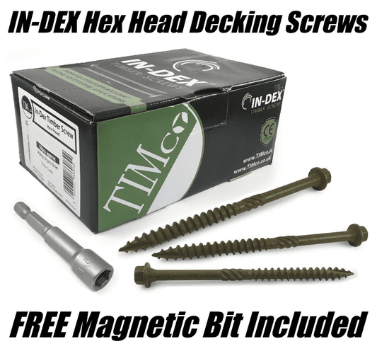Boxes Of 6.7 Hex Head Landscape Wood Screws Decking Sleeper Timber Fix In-Dex