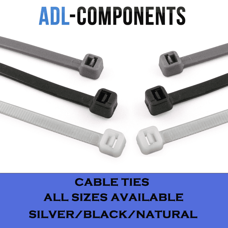 Cable Ties,  All Sizes, Black, Silver, Natural (Packs Of 100)