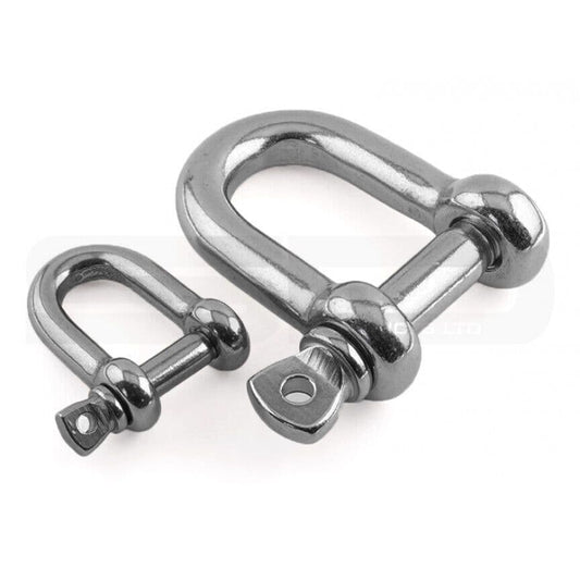 D Shackles - Flat Twisted Bow Long Wide - Stainless Steel A4 Marine Grade 316