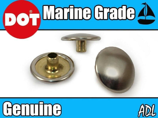 Genuine Dot Boat Cover Canopy Fastener Press Snap Fitting Cap Brass & Nickel 6mm