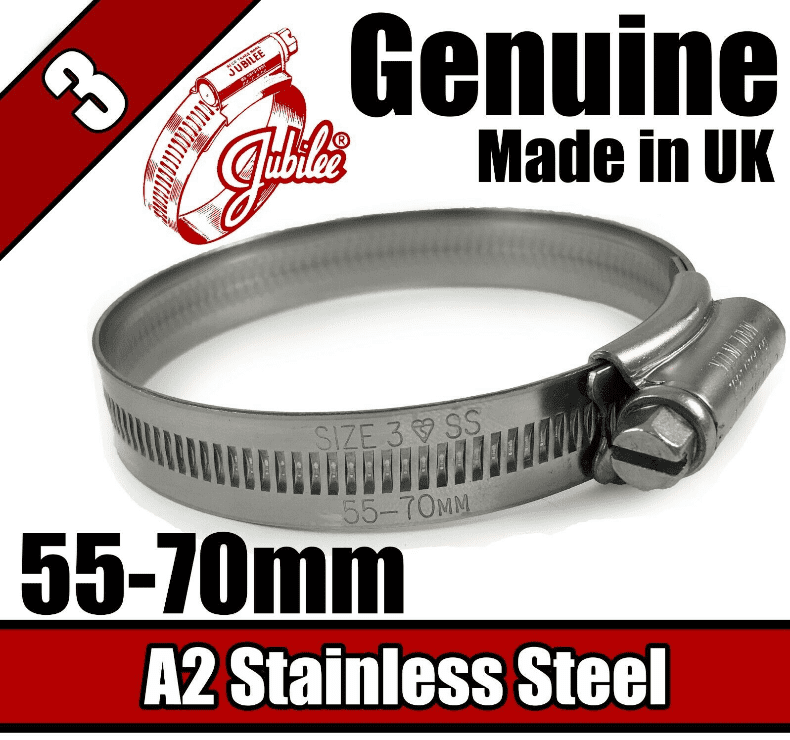 Genuine Jubilee A2 Stainless Steel Clip Hose Pipe Clamp Worm Drive 55mm-70mm 3