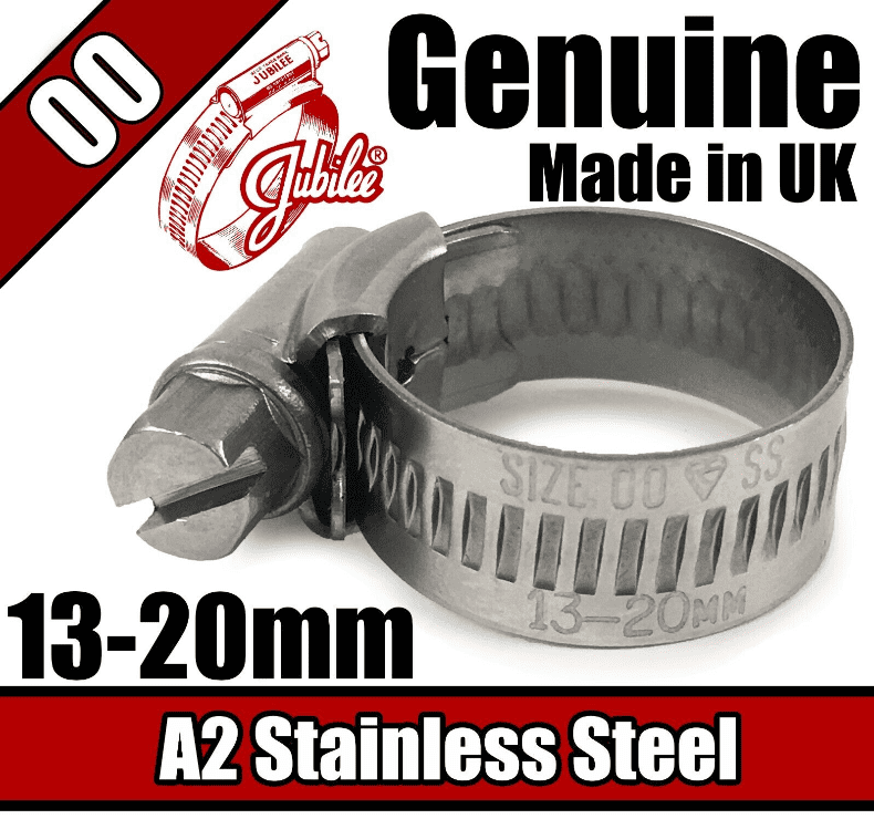 Genuine Jubilee Stainless Steel Clips Hose Pipe Clamp Worm Drive 13mm-20mm 00