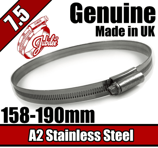 Genuine Jubilee Stainless Steel Clips Hose Pipe Clamp Worm Drive 158mm-190mm 7.5