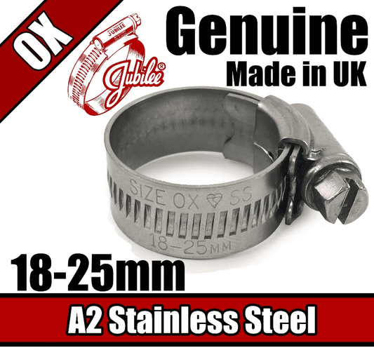 Genuine Jubilee Stainless Steel Clips Hose Pipe Clamp Worm Drive 18mm-25mm 0X