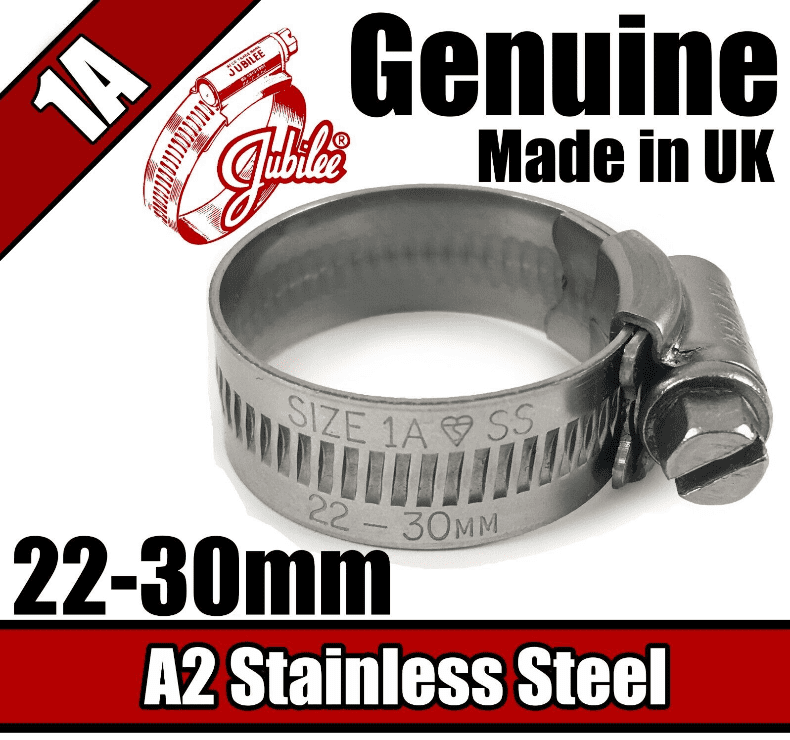 Genuine Jubilee Stainless Steel Clips Hose Pipe Clamp Worm Drive 22mm-30mm 1A