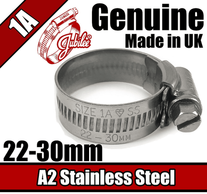 Genuine Jubilee Stainless Steel Clips Hose Pipe Clamp Worm Drive 22mm-30mm 1A