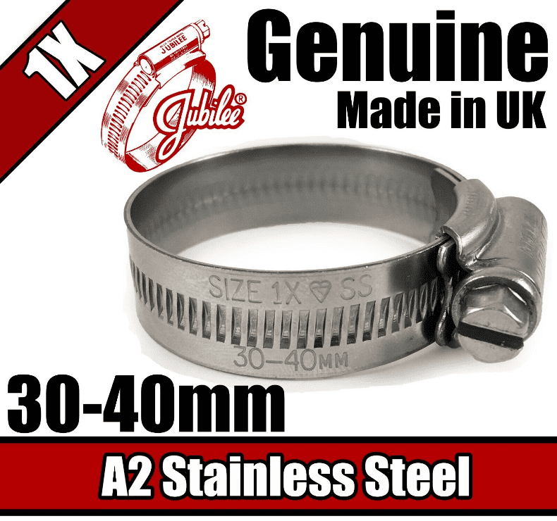 Genuine Jubilee Stainless Steel Clips Hose Pipe Clamp Worm Drive 30mm-40mm 1X