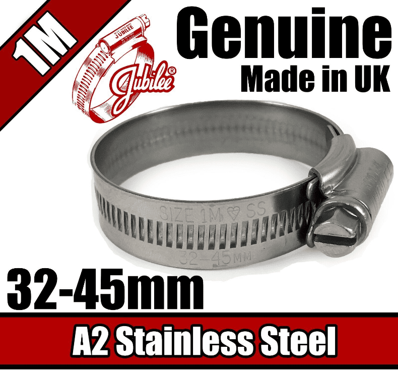 Genuine Jubilee Stainless Steel Clips Hose Pipe Clamp Worm Drive 32mm-45mm 1M