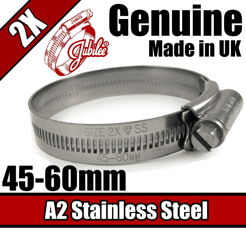 Genuine Jubilee Stainless Steel Clips Hose Pipe Clamp Worm Drive 45mm-60mm 2X