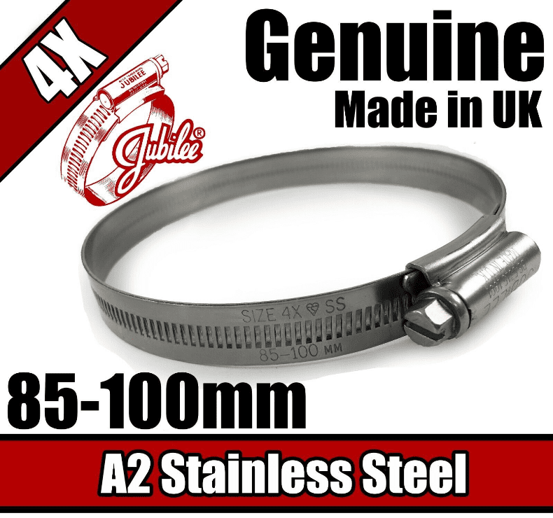 Genuine Jubilee Stainless Steel Clips Hose Pipe Clamp Worm Drive 85mm-100mm 4X