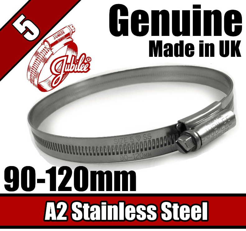 Genuine Jubilee Stainless Steel Clips Hose Pipe Clamp Worm Drive 90mm-120mm 5