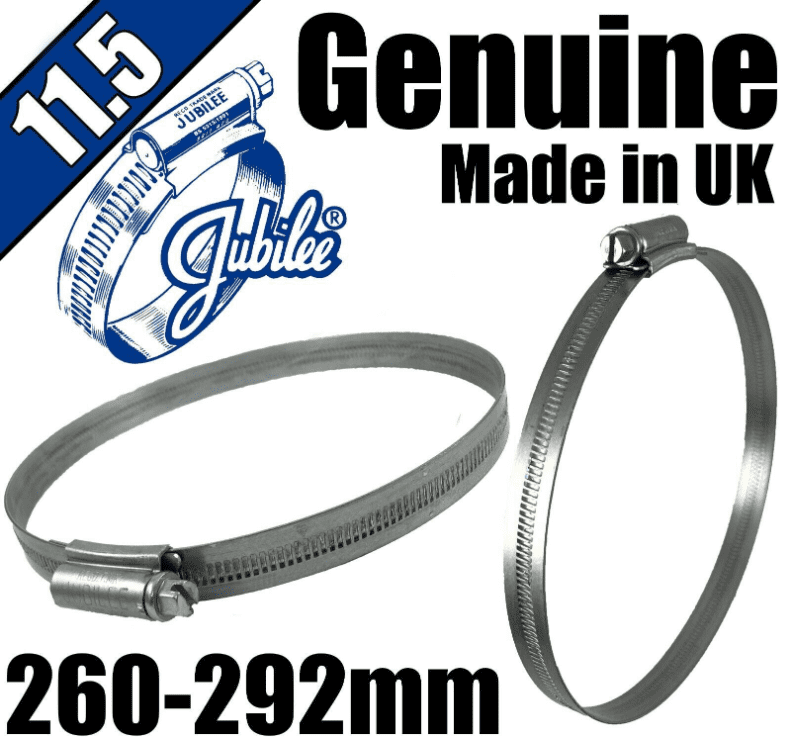 Genuine Original Jubilee Clips Steel Hose Pipe Clamp Worm Drive 260mm-292mm 11.5