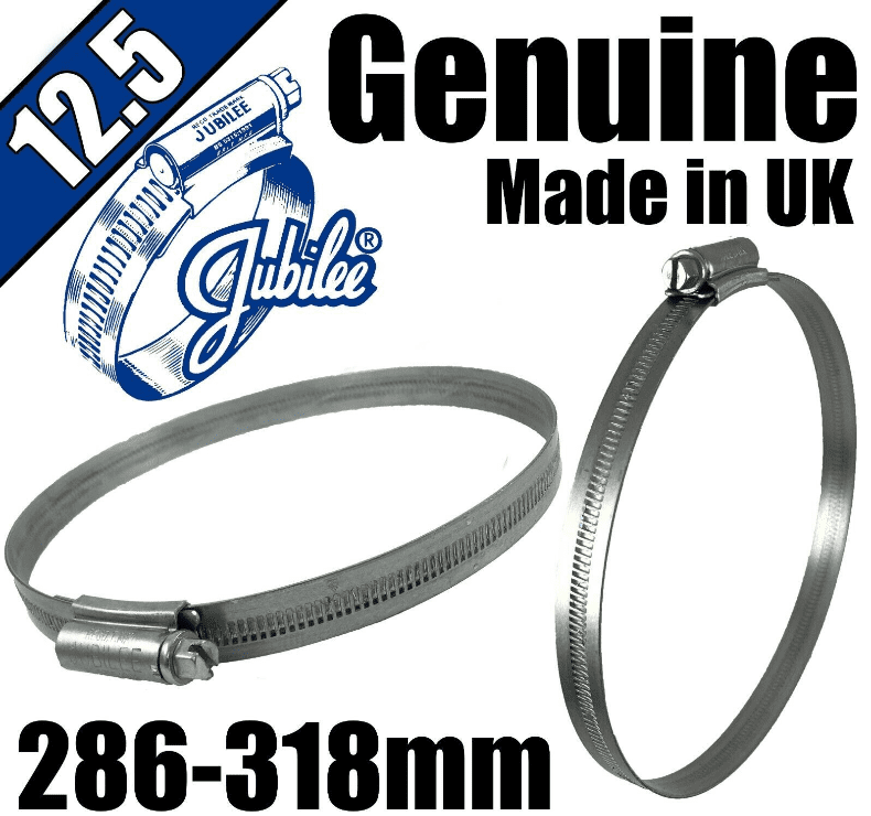 Genuine Original Jubilee Clips Steel Hose Pipe Clamp Worm Drive 286mm-318mm 12.5