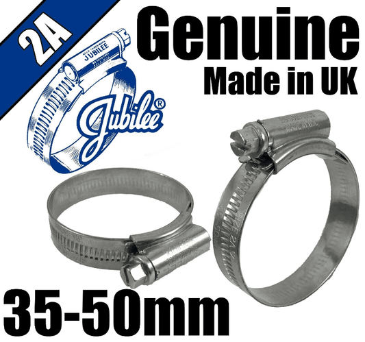 Genuine Original Jubilee Clips Steel Hose Pipe Clamps Worm Drive 35mm-50mm 2A
