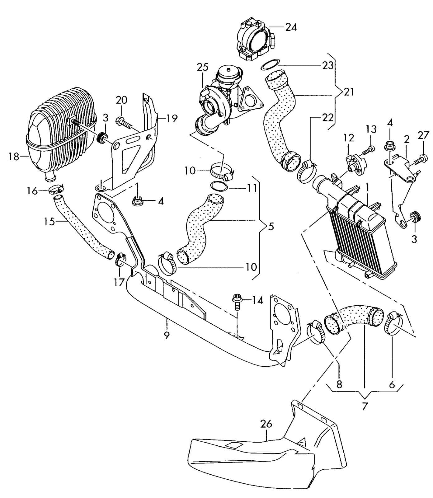 Intercooler Turbo Engine Hose Pipe - Audi A4 B7 2.0 Tdi Quattro 04-08 8E0145790P