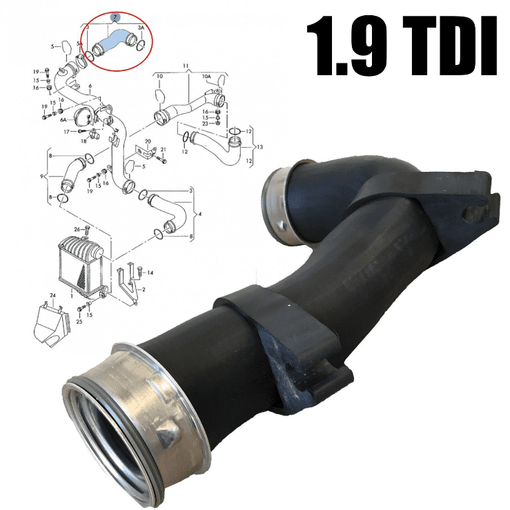 Intercooler Turbo Hose for VW Golf IV Bora Audi A3 SEAT Leon Toledo 1.9 Tdi