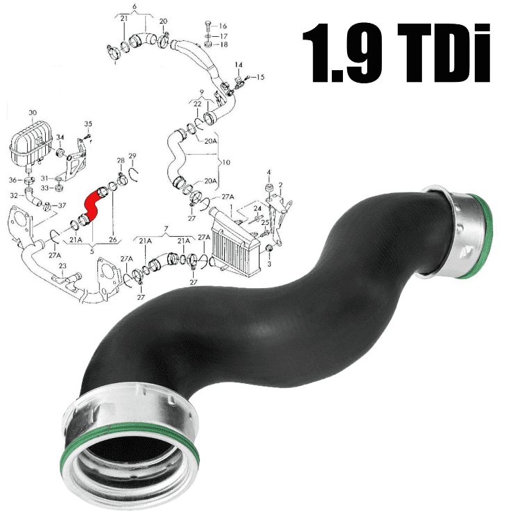 Intercooler Turbo Hose Pipe for VW Passat 3B3/3B6 Skoda Superb 3U4 1.8T 1.9 Tdi