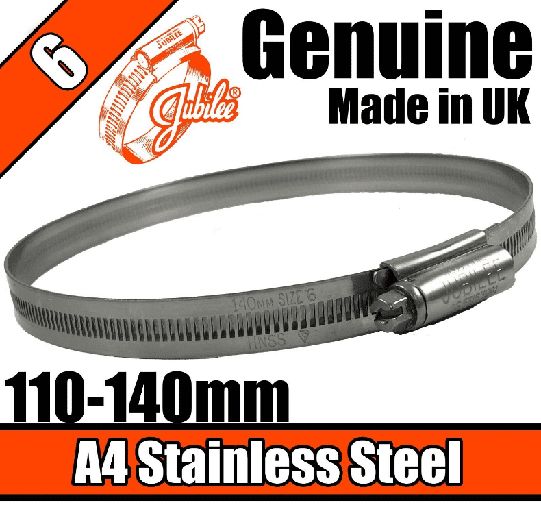 Jubilee A4 Genuine Stainless Steel Clips Hose Pipe Clamp Drive 110mm-140mm 6