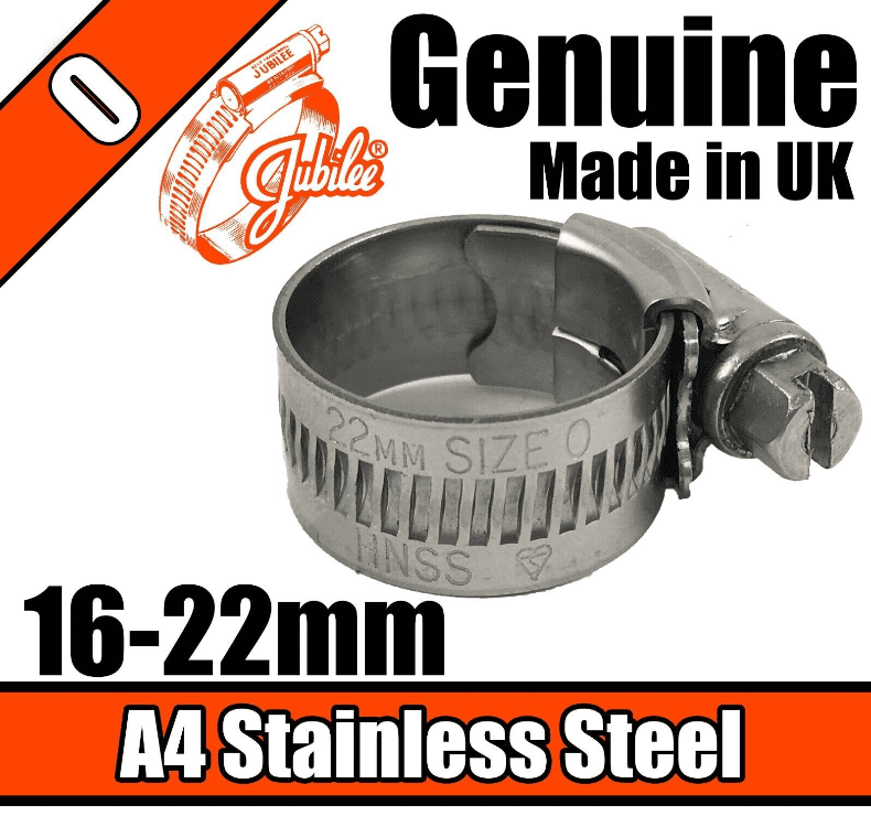 Jubilee A4 Marine Stainless Steel Clip Hose Pipe Clamp Worm Drive 16mm-22mm 0