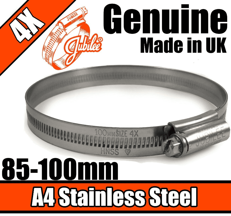 Jubilee A4 Marine Stainless Steel Clips Hose Pipe Clamp Drive 85mm-100mm 4X