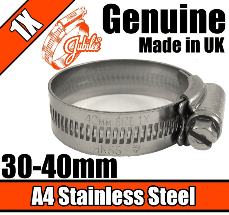 Jubilee A4 Marine Stainless Steel Clips Hose Pipe Clamp Worm Drive 30-40mm 1X