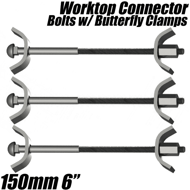 Kitchen Worktop Connector Bolt 150mm 6" Joint Butterfly Clamp