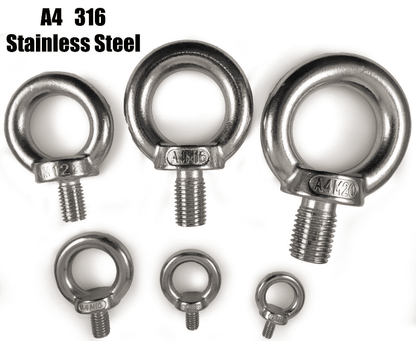Lifting Eye Bolts A4 Marine Stainless Steel Metric Thread With Full Hex Nuts