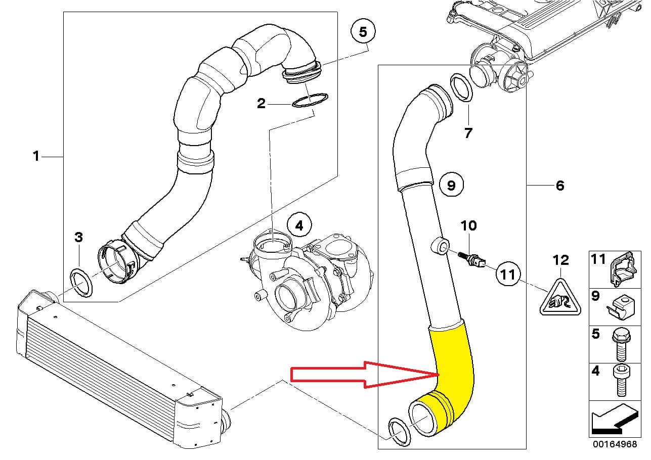 Lower Intercooler Turbo Hose Pipe For Bmw 5 Series E60 E61 525D 530D