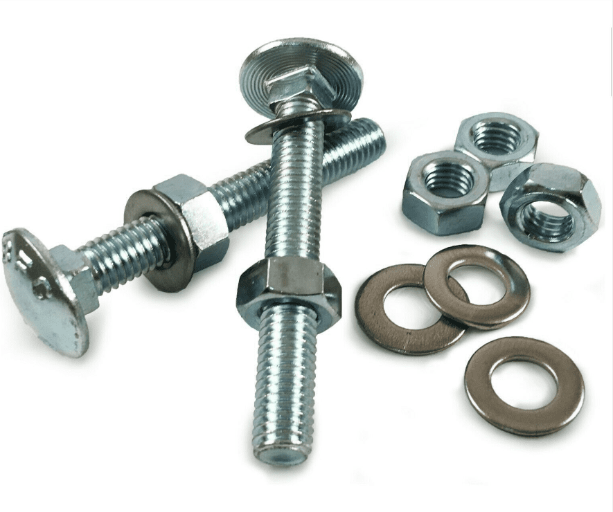 M10 10mm Cup Square Carriage Bolts With Hex Nuts And Washers Coach Screw Zinc