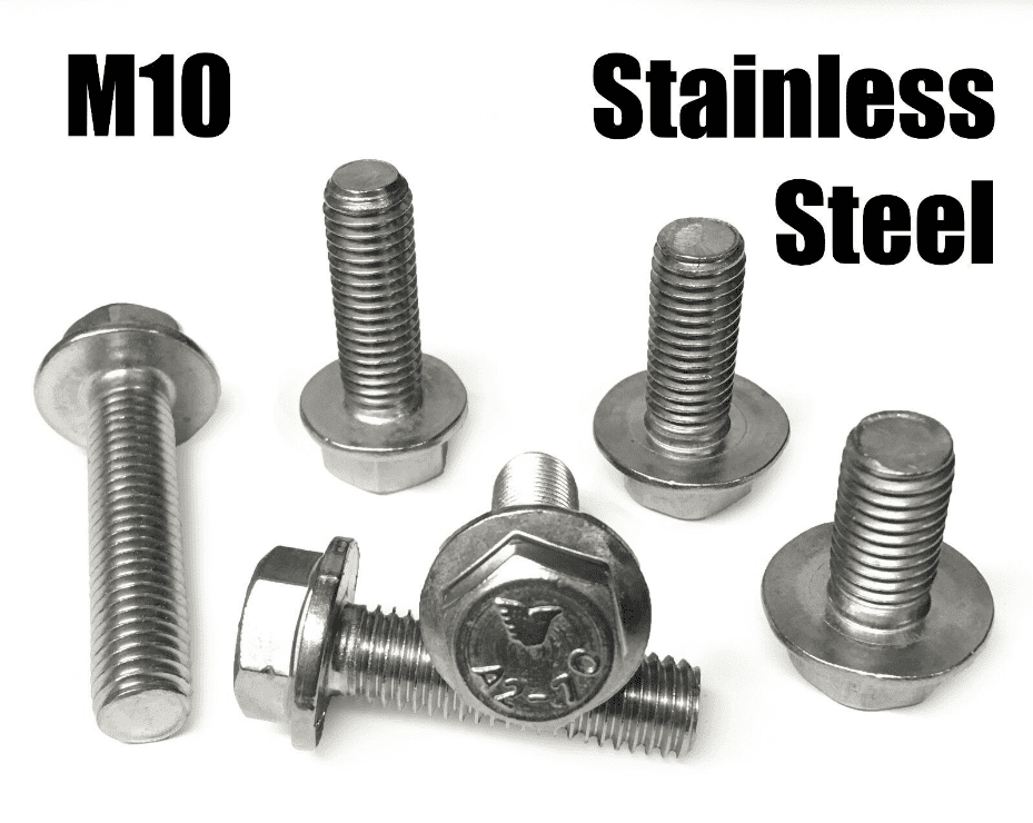 M10 10mm Flanged Hexagon Head Bolts Flange Hex Screws A2 Stainless Steel Din6921