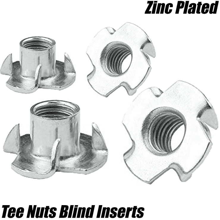 M10 4 Pronged Captive Blind Inserts Tee Nut Hammer In Wood Furniture T Nuts