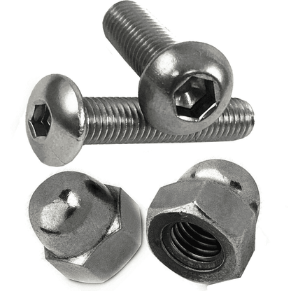 M10 A2 Stainless Steel Button Head Socket Screws + Domed Acorn Hex Cap Nuts