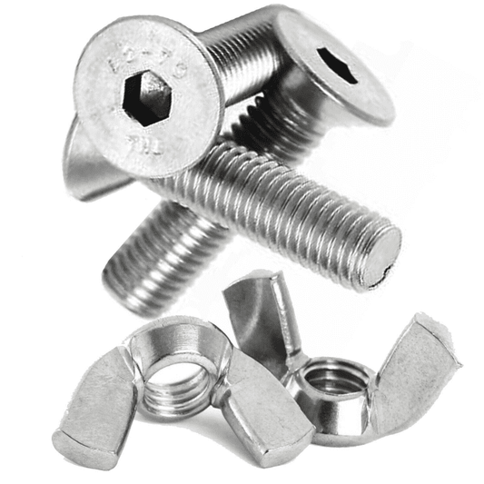 M10 A2 Stainless Steel Machine Screws Countersunk Bolts Socket Bolts + Wing Nuts