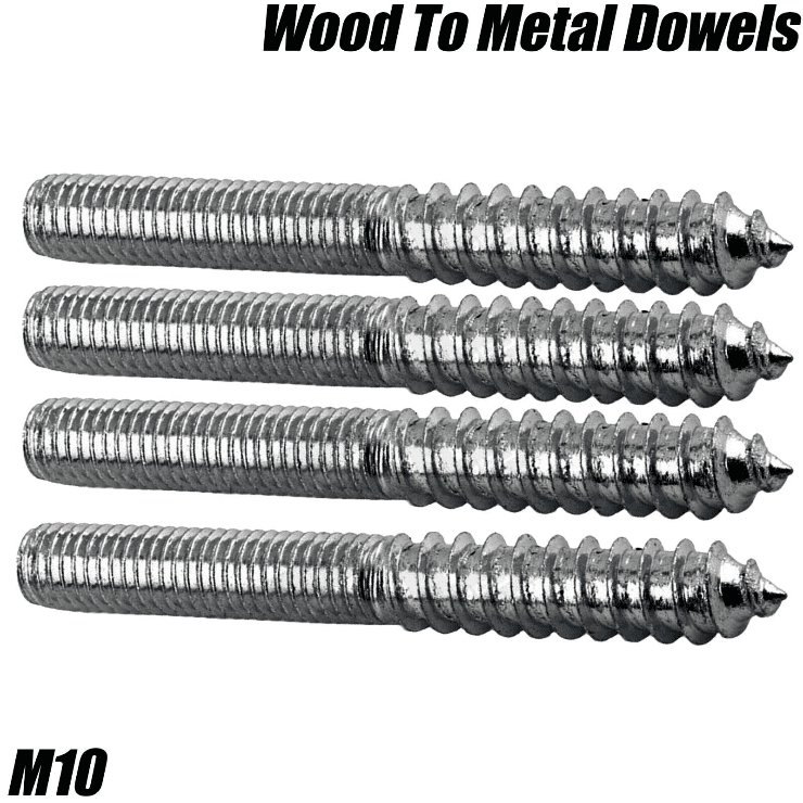 M10 Furniture Fixing Wood To Metal Dowels Wall Hanger Bolts Nuts + Washers