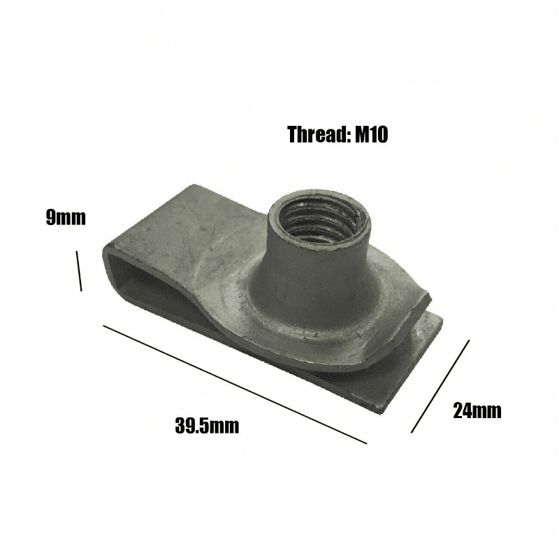 M10 Long Reach Chimney U Nut Lug Nuts Speed Spire Captive Clips Threaded