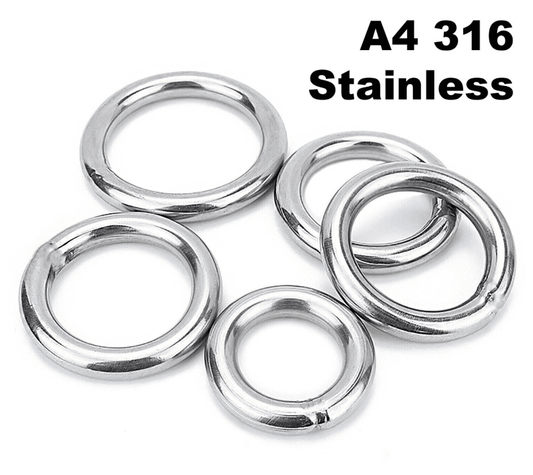 M10 Round O Rings - A4 316 Marine Grade Stainless Steel - Welded Polished M10