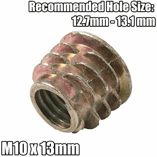 M10 Threaded Hex Drive Type D Timber Wood Insert Furniture Nuts
