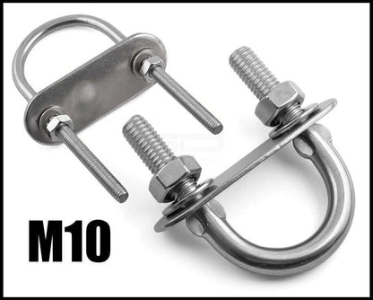 M10 U Bolts - Stainless Steel A4 Marine Grade 316 Plate and Nuts bolt Decking