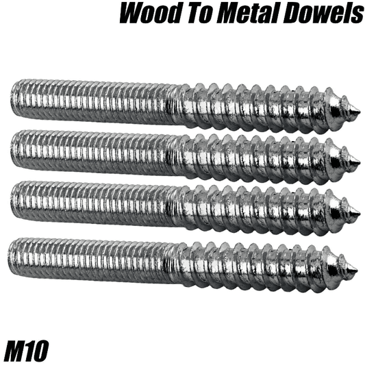 M10 Wood To Metal Dowels Wall Hanger Bolts Furniture Fixing 50 60 70 80 90 100mm